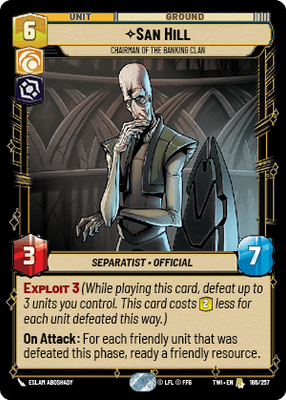 San Hill — Chairman of the Banking Clan