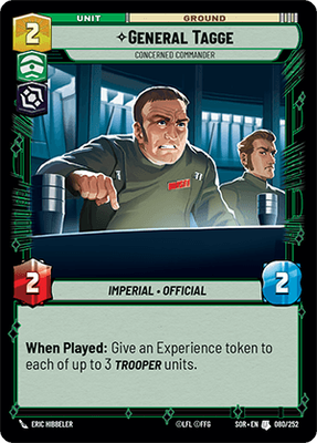 General Tagge — Concerned Commander